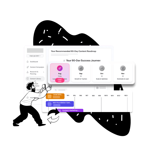 content strategist against a dashboard