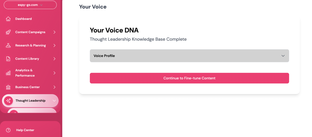 Brand Visibility- EspyGo's Thought Leadership Feature Screenshot