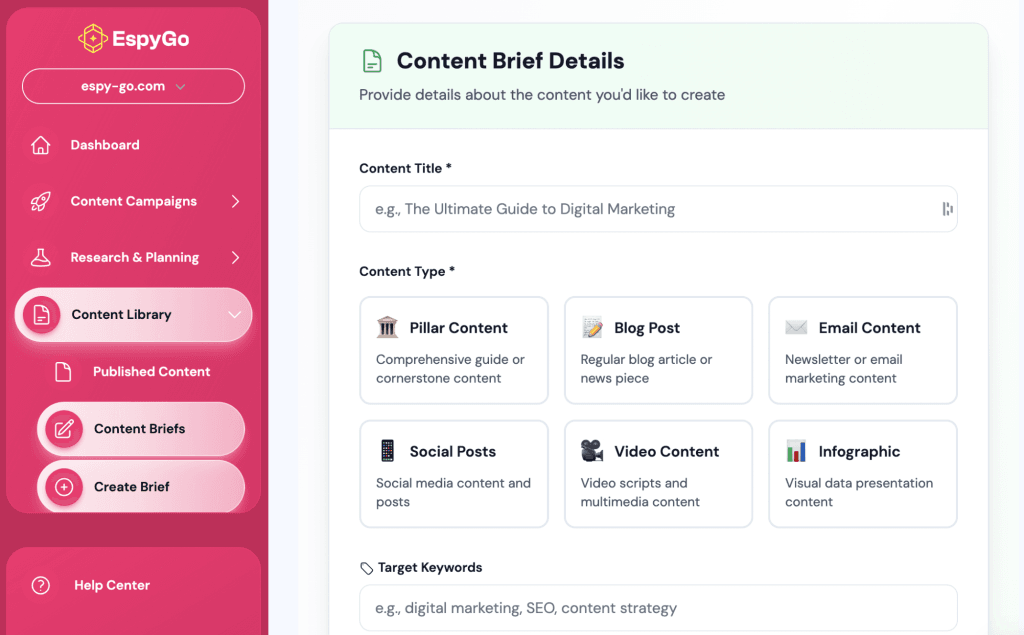 EspyGo - Content Library