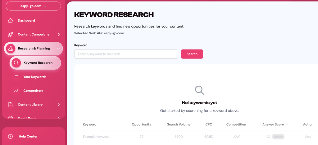 Keyword Research - EspyGo