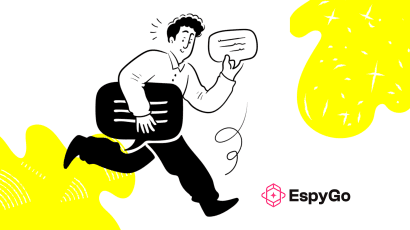 Illustration of a person carrying large speech bubbles, representing consistent brand messaging across social media platforms