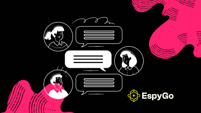 Illustration of small business marketers collaborating through AI-powered chat bubbles, representing teamwork and streamlined communication using AI content workflows for higher productivity.