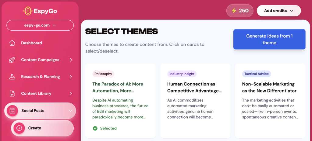 theme selector screen